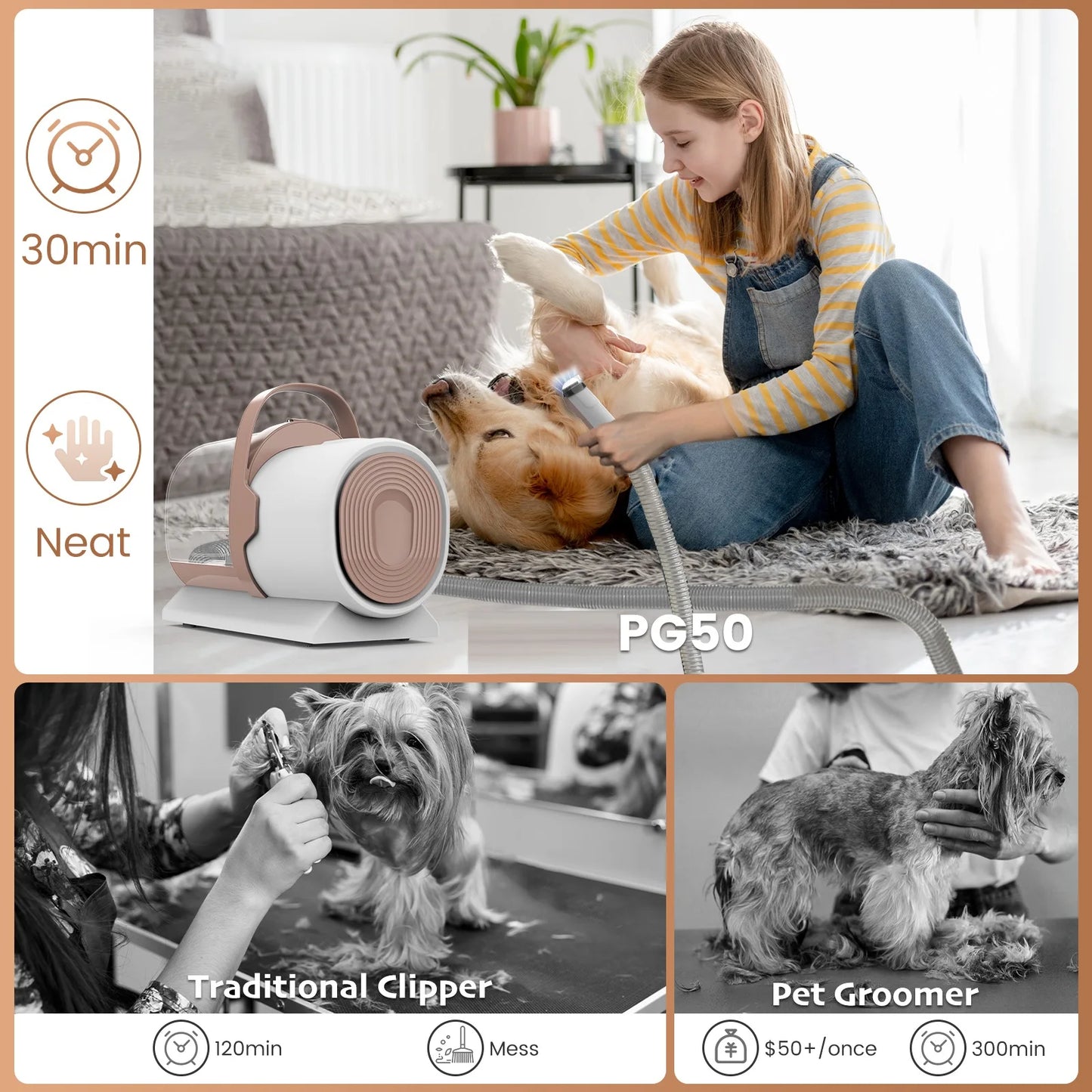 Ship From USA Germany Warehouse 11000Pa Pet Grooming Vacuum Kits Puppy Electric Clipper Combs Tool Brush Cats Dogs Hair Remover