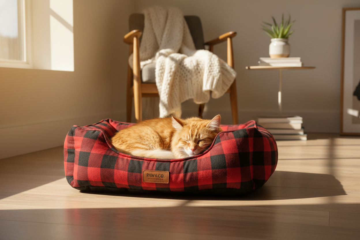 Classic Plaid Pet Bed (Removable & Washable)